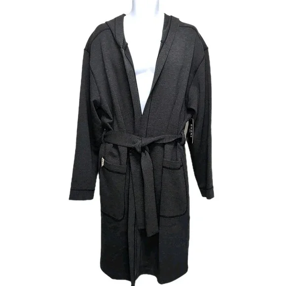 Rhone Hooded Belted Wrap Robe Mens Size S/M Black Heather Midweight NEW NWT $168